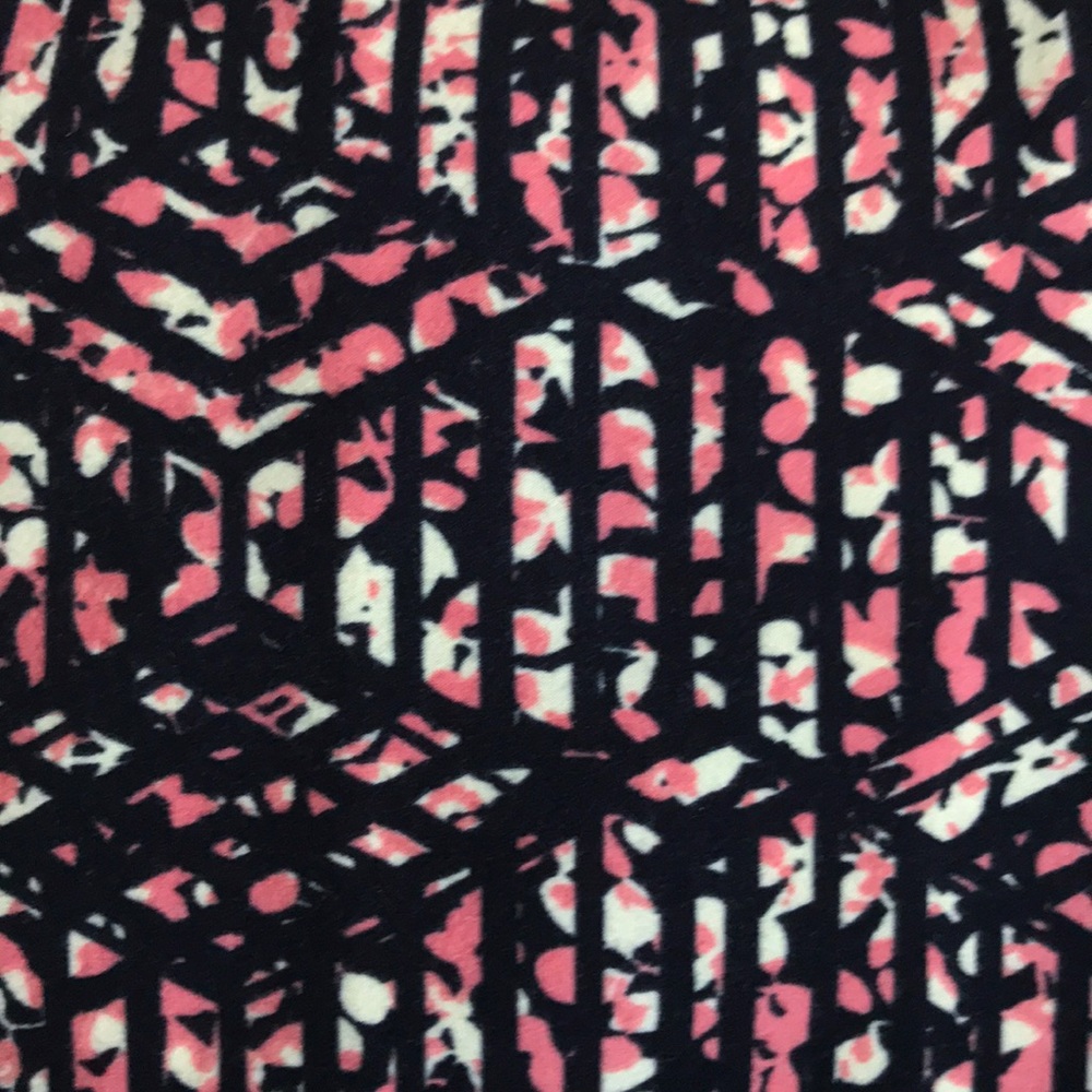 LuLaRoe TC Leggings: Black w/ pink & faint yellow